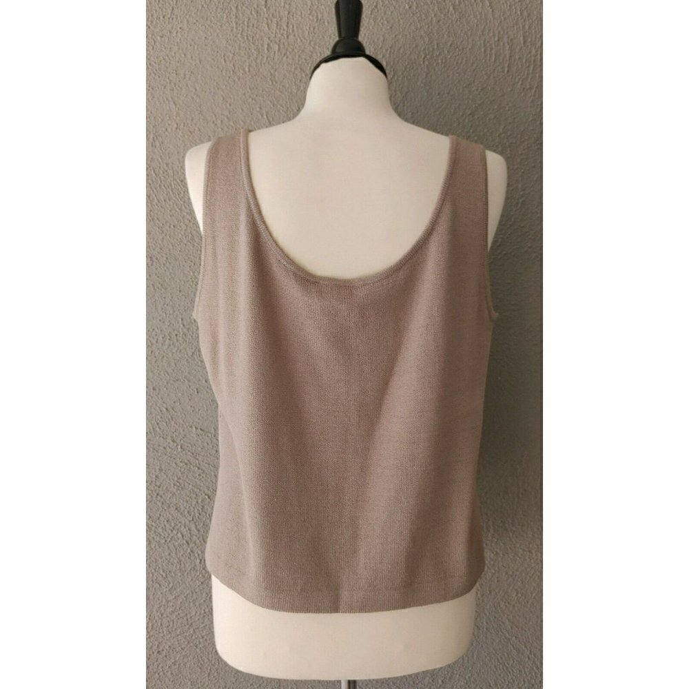 NWT ST. JOHN Wool Blend Scoop Neck Knit Shell Tank Top in Mocha Size Large - Picture 3 of 6